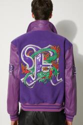 Awake NY gyapjú dzseki Varsity Jacket lila, átmeneti, oversize, SP24-OT001 - lila XL