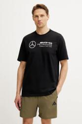 Adidas pamut póló x Mercedes fekete, férfi, nyomott mintás, JV5434 - fekete L