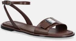 Calvin Klein bőr szandál FLAT SANDAL W/CK HW - LTH barna, női, HW0HW02367 - barna Női 37