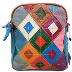  Valódi bőr női oldaltáska állítható pántos egyedi színes kisméretű (na-1316-multi)