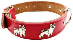 Exotic-K Zgarda Piele Naturala, cu Accesorii Bulldog, 25 mm x 55 cm, Rosu
