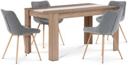 Artium Étkezőgarnitúra 1+4, asztal 138x80cm, MDF sonoma tölgy. Székek szürke szövet kárpittal, fém lábak tölgy dekorral (B140SONCT394GREY)