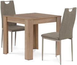 Artium Étkezőgarnitúra 1+2, asztal 80x80 cm, MDF sonoma tölgy, cappuccino szövet székek (B080SONDCL393CAP)