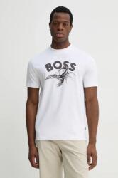 BOSS Orange pamut póló fehér, férfi, nyomott mintás, 50539196 - fehér XL