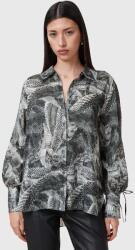 AllSaints selyem keverék póló LEYLA női, galléros, szürke, relaxed, W042PC - szürke 34