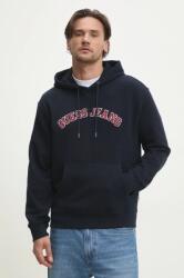 Guess Jeans pamut melegítőfelső sötétkék, férfi, nyomott mintás, kapucnis, M5RQ44 KCPR1 - sötétkék S