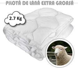 Ralex Pilota matlasata lana extra groasa 2, 7 kg cu fata bumbac damasc Alb, 140x210 cm