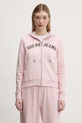 Guess Jeans pamut melegítőfelső rózsaszín, női, melange, kapucnis, W5RQ20 K68I4 - rózsaszín L