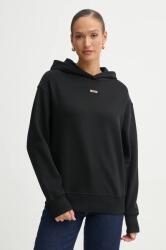 BOSS Orange pamut melegítőfelső fekete, női, nyomott mintás, kapucnis, 50534815 - fekete XS