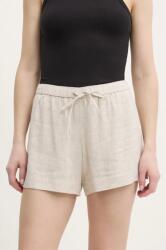 Abercrombie & Fitch vászon rövidnadrág női, bézs, sima, magas derekú, KI149-5190 - bézs L