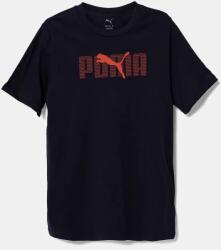 PUMA pamut póló ESS LOGO LAB Tee sötétkék, nyomott mintás, 685791 - sötétkék 128