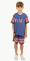 Tinycottons gyerek pamut rövidnadrág STRIPES LOGO SHORT sötétkék, nyomott mintás, SS25-139 - sötétkék 140