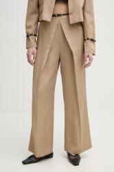 Isabelle Blanche nadrág vászonkeverékből női, bézs, magas derekú egyenes, IS25SS-P059-T004 - bézs L