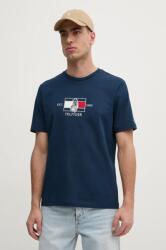 Tommy Hilfiger pamut póló sötétkék, férfi, nyomott mintás, MW0MW38628 - sötétkék XL