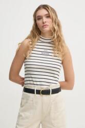 Tommy Hilfiger pamut top félgarbó nyakú, bézs, WW0WW44573 - bézs XS