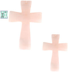  Pandantiv Cuart Roz Cruce 61-62 x 42-44 mm - 1 Buc