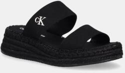 Calvin Klein Jeans papucs SPORTY ROPE MG LTH WEBBING fekete, női, éksarkú, YW0YW01704 - fekete Női 40