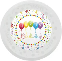  Happy Birthday Streamers micro prémium műanyag lapostányér 21 cm - kynga