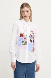 Desigual pamut ing FLOWERS MINNIE női, galléros, fehér, regular, 25SWCW24 - fehér M