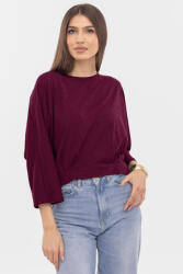 Pierino Bluza cu spate petrecut, si maneca fluture, din tricot de bumbac, bordo Talie unica