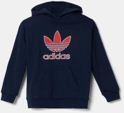 Adidas gyerek melegítőfelső pamutból sötétkék, nyomott mintás, kapucnis, JC9128 - sötétkék 176