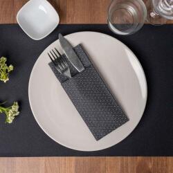 Mapelor Textilhatású evőeszköztartós szalvéta 40x32 cm 1/8 hajtású 40 lap/csomag - Lisszabon fekete