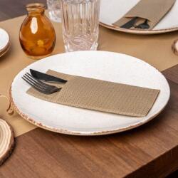 Mapelor Textilhatású evőeszköztartós szalvéta 40x32 cm 1/8 hajtású 40 lap/csomag - Lisszabon natúrbarna