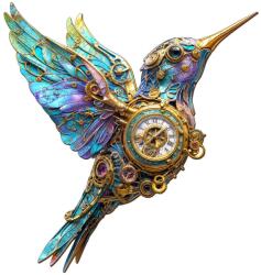 Woodbest Steampunk kolibri - különleges fa kirakó 160db /34cm x 32cm/