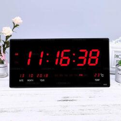 Ledszaki Extra Nagy méretű (45cm), digitális, naptáras, hőmérős LED fali óra ébresztő funkcióval (SA1016)