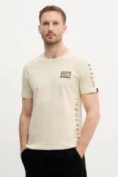 Alpha Industries pamut póló Camo Sleeve T bézs, férfi, nyomott mintás, 156522 - bézs XL