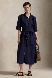 Ralph Lauren selyem ruha sötétkék, midi, harang alakú, 211941458 - sötétkék 34