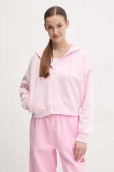 Adidas felső Essentials rózsaszín, női, nyomott mintás, kapucnis, IS6998 - rózsaszín XL