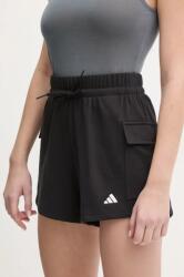 adidas rövidnadrág Essentials női, fekete, sima, magas derekú, JD9944 - fekete S