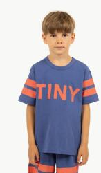 Tinycottons gyerek pamut póló STRIPES LOGO TEE sötétkék, nyomott mintás, SS25-137 - sötétkék 98