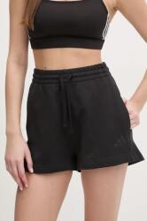adidas pamut rövidnadrág ALL SZN női, fekete, sima, magas derekú, JJ4920 - fekete XS