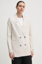 Pepe Jeans len blézer HANNAH bézs, mintás, kétsoros gombolású, PL402589 - bézs XS