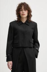 Isabelle Blanche blézer vászonkeverékből fekete, sima, egysoros gombolású, IS25SS-J063-T004 - fekete L