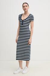 Tommy Hilfiger ruha sötétkék, midi, testhezálló, WW0WW43864 - sötétkék XS - answear - 44 990 Ft