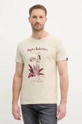 Alpha Industries pamut póló Alpha Hawaii T bézs, férfi, nyomott mintás, 156525 - bézs XL
