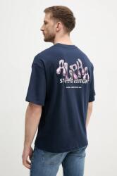 Alpha Industries pamut póló Studio Edition BP T sötétkék, férfi, nyomott mintás, 156553 - sötétkék XL