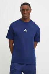 Adidas pamut póló Essential sötétkék, férfi, nyomott mintás, JF1093 - sötétkék XL