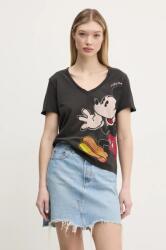 Desigual pamut póló MICKEY JOKER női, szürke, 25SWTKAG - szürke XL