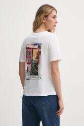 Pepe Jeans pamut póló REI női, fehér, PL506038 - fehér XL