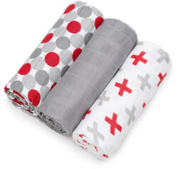 T-TOMI prémium minőségű BIO bambusz textil pelenka, Piros labdák, 3db