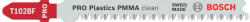 Bosch PRO Plastics PMMA clean T102BF szúrófűrészlap, 92 mm, 5 db, műanyaghoz (2608636781) - megatool