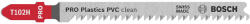 Bosch PRO Plastics PVC clean T102H szúrófűrészlap, 100 mm, 3 db, műanyaghoz (2608667445) - megatool
