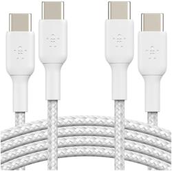 Belkin Set 2x Cablu Belkin Boost Charge Braided USB-C/USB-C 2m (Alb) (BEL-0017)