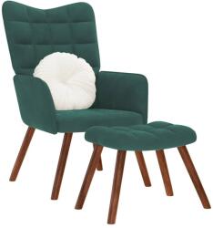 vidaXL sötétzöld bársony pihenőfotel lábtartóval (4016823) - pepita