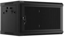 Lanberg WF01-6406-23B 19" 6U SZÉL: 600mm MÉLY: 450mm MAG: 379mm lapraszerelt perforált ajtós fekete fali rack szekrény (WF01-6406-23B)