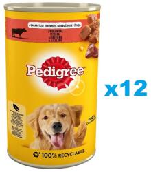 PEDIGREE Adult 12x1200g teljes értékű nedves eledel felnőtt kutyáknak, marhahús és máj keverékkel, zselében